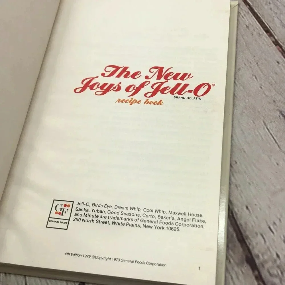 vtg 1979 The New Joys of Jell-O cookbook hardback retro 70s bright primary color